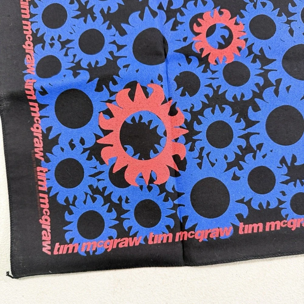 Vintage Tim McGraw Country‎ Music Bandana Scarf Handkerchief Black Blue 21